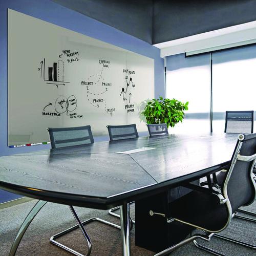 Image of Ghent ARIASM35GY Aria Low-Profile Frameless Magnetic Glassboard, 60" x 36", Gray Surface