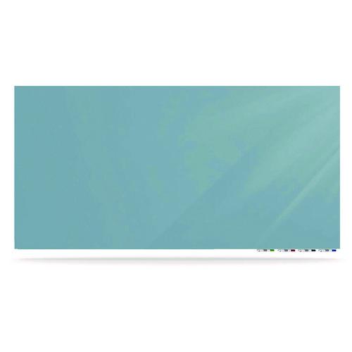 Image of Ghent ARIASM48DM Aria Low-Profile Frameless Magnetic Glassboard, 96" x 48", Denim Blue Surface