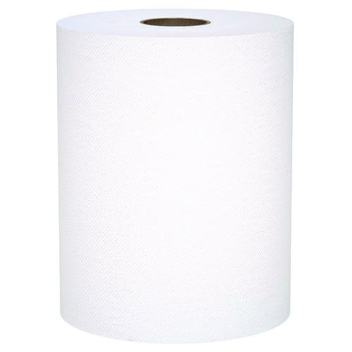Image of Scott® 56158 Universal 100% Recycled Fiber Hard Roll Paper Towels, 1-Ply, 8" x 800 ft, White, 6 Rolls/Carton