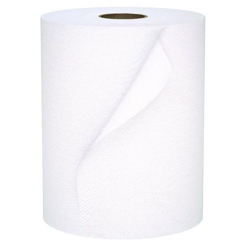 Image of Scott® 56158 Universal 100% Recycled Fiber Hard Roll Paper Towels, 1-Ply, 8" x 800 ft, White, 6 Rolls/Carton