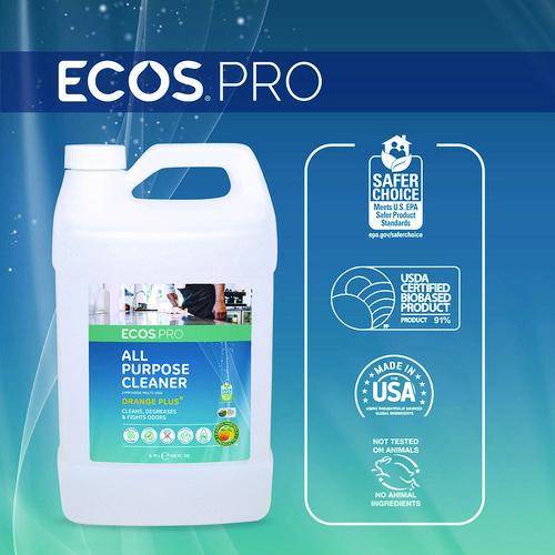 Image of ECOS® PRO PL970604CT Orange Plus All-Purpose Cleaner and Degreaser, Citrus Scent, 1 gal Bottle, 4/Carton