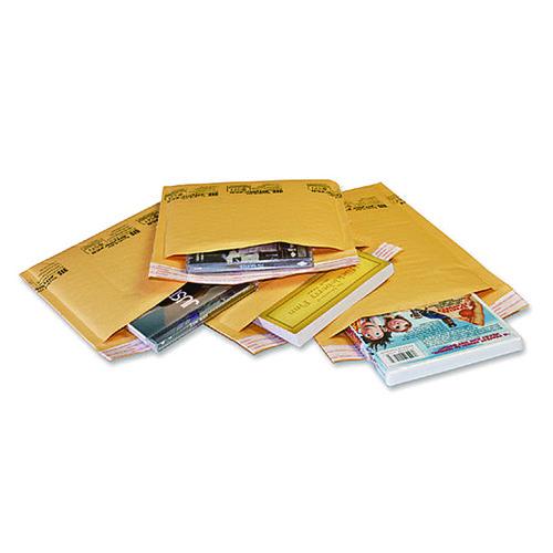 Image of Sealed Air Jiffylite Self-Seal Bubble Mailer, #00, Barrier Bubble Air Cell Cushion, Self-Adhesive Closure, 5 x 10, Brown Kraft, 250/CT
