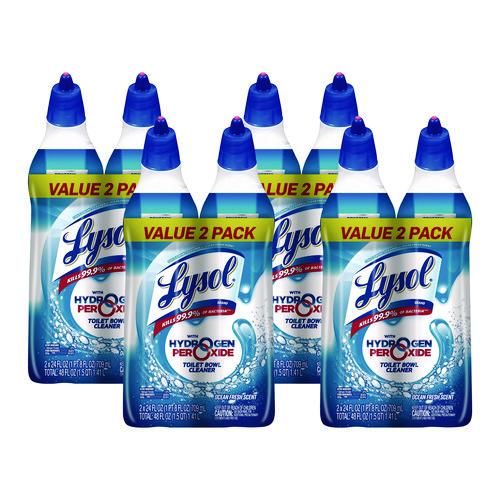 Image of LYSOL® Brand 19200-96084 Toilet Bowl Cleaner With Hydrogen Peroxide, Ocean Fresh, 24 Oz Angle Neck Bottle, 2/pack, 4 Packs/carton