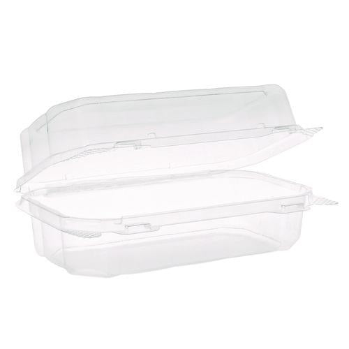 Image of Pactiv Evergreen YCASH3011UCH Hoagie Hinged Lid Container, 9 x 5.5 x 3.2, Clear, Plastic, 220/Carton