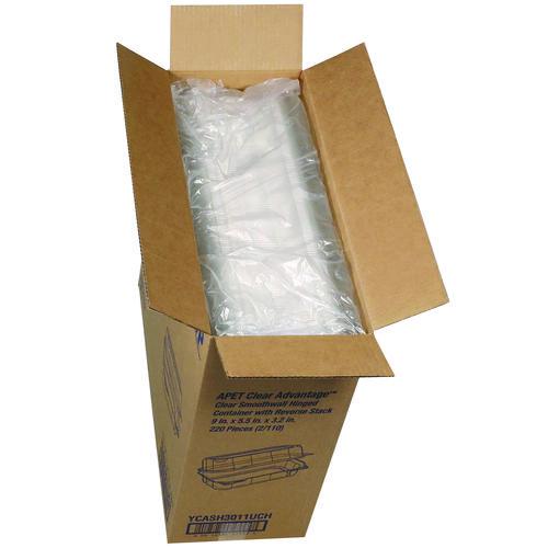 Image of Pactiv Evergreen YCASH3011UCH Hoagie Hinged Lid Container, 9 x 5.5 x 3.2, Clear, Plastic, 220/Carton