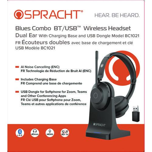 Image of Spracht Blues Combo Binaural Headset, Over The Ear, Black