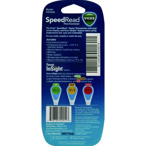 Image of Vicks® V912US SPEEDREAD DIGITAL THERMOMETER WITH FEVER INSIGHT, WHITE/BLUE