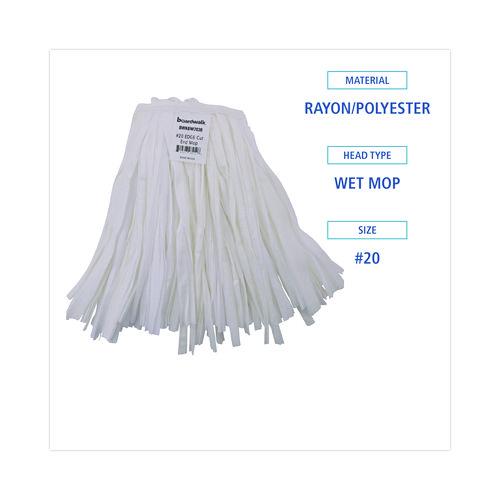 Image of BoardwalkÂ® Cut-End Wet Mop Head, Rayon/polyester, Non-Woven, White, 20oz