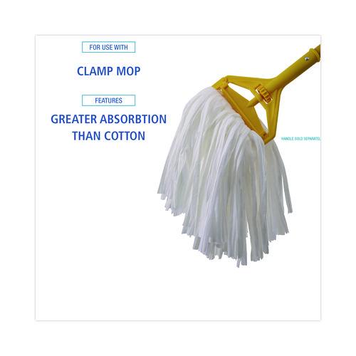 Image of BoardwalkÂ® Cut-End Wet Mop Head, Rayon/polyester, Non-Woven, White, 20oz