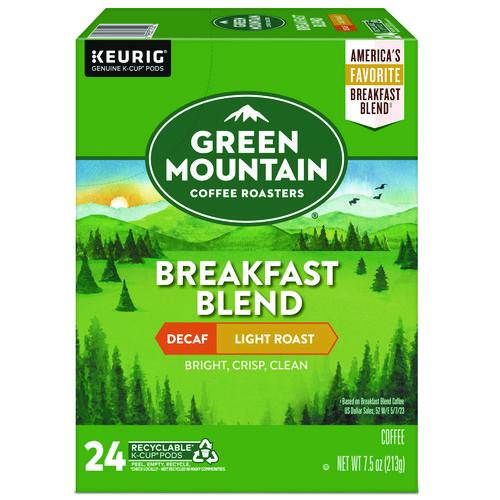 Image of Green Mountain Coffee® 5000378812 Breakfast Blend Decaf Coffee K-Cups, 24/box