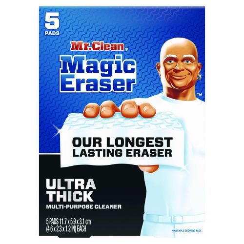 Image of Mr. Clean® 80764981 Magic Eraser, Ultra-Thick, 4.6 x 2.3, 1.2" Thick, White, 5/Pack, 2 Packs/Carton