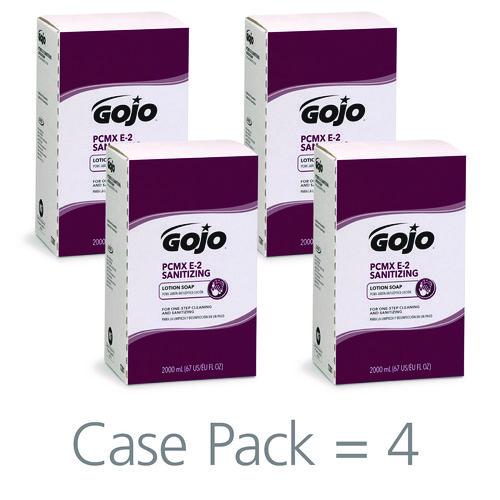 Image of GOJO® 7281-04 E2 Sanitizing Lotion Soap with PCMX Refill, For Pro TDX Dispenser, Fragrance-Free, 2,000 mL, 4/Carton
