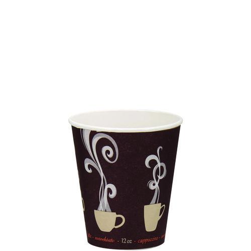 Image of SOLO® DWTG12ST Thermoguard Insulated Paper Hot Cups, 12 oz, Steam Print Design, 600/Carton
