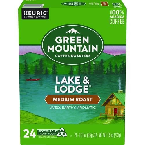 Image of Green Mountain Coffee® 5000359049 Lake And Lodge Coffee K-Cups, Medium Roast, 24/box