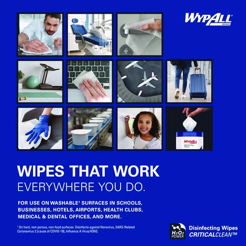 Image of WypAll® 54481 Hydrogen Peroxide Disinfecting Wipes, 1-Ply, 7 x 5.75, Fresh Scent, White, 185 Wipes/Canister