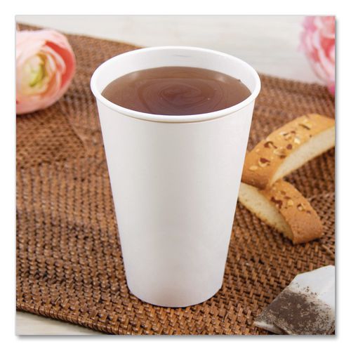 Image of SOLO® DWTG16W Thermoguard Insulated Paper Hot Cups, 16 oz, White Sustainable Forest Design, 30/Pack