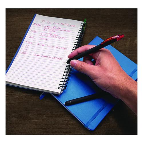 Image of Pentel® BL437R1BP12M EnerGel Kuro Gel Pen, Retractable, Medium 0.7 mm, Assorted Ink Colors, Black Barrel, 12/Pack