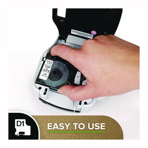 Image of DYMO® 1761554 D1 Standard Labels, 0.38" x 23 ft, Black Print on White Tape