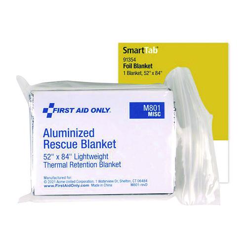 Image of First Aid Only 91354 SmartCompliance Aluminized Rescue Blanket, 52 x 84, Silver