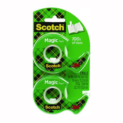 Image of ScotchÂ® Magic Tape in Handheld Dispenser, 1" Core, 0.75" x 50 ft, Clear, 2/Pack