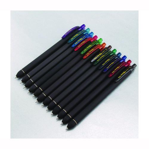 Image of Pentel® BL437R1BP12M EnerGel Kuro Gel Pen, Retractable, Medium 0.7 mm, Assorted Ink Colors, Black Barrel, 12/Pack