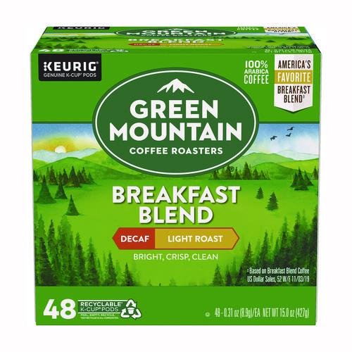 Image of Green Mountain Coffee® 5000378815 Breakfast Blend Decaf Coffee K-Cups, 48/Box