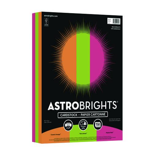Image of Astrobrights® 91074 Color Cardstock -"Bright" Assortment, 65 lb Cover Weight, 8.5 x 11, Assorted, 150/Pack