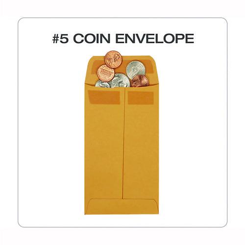 Image of Quality Park QUA50764 Redi-Seal Coin and Small Parts Envelope, #5, Square Flap, Redi-Seal Adhesive Closure, 3.13 x 5.25, Brown Kraft, 500/Box