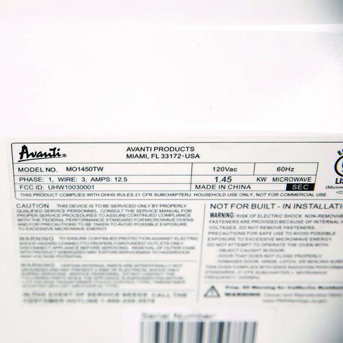 Image of Avanti MT150V0W/450TW 1.4 cu ft Electronic Microwave with Touch Pad, 1,000 W, White