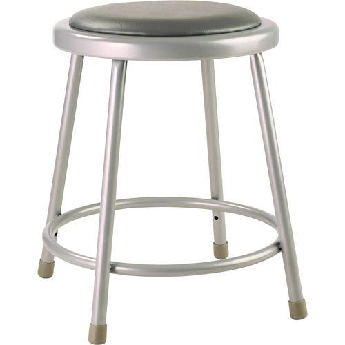 Image of NPS® 6418 6400 Series Fixed Height Heavy Duty Vinyl Padded Steel Stool, Backless, Supports 500 lb, 18" Seat Height, Gray Seat/Base
