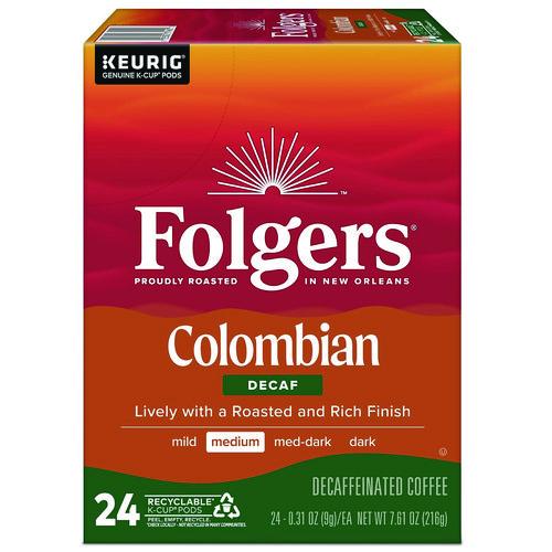 Image of Folgers® 5000363988 100% Colombian Decaf Coffee K-Cups, 24/box
