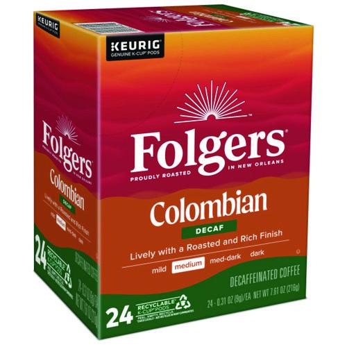 Image of Folgers® 5000363988 100% Colombian Decaf Coffee K-Cups, 24/box