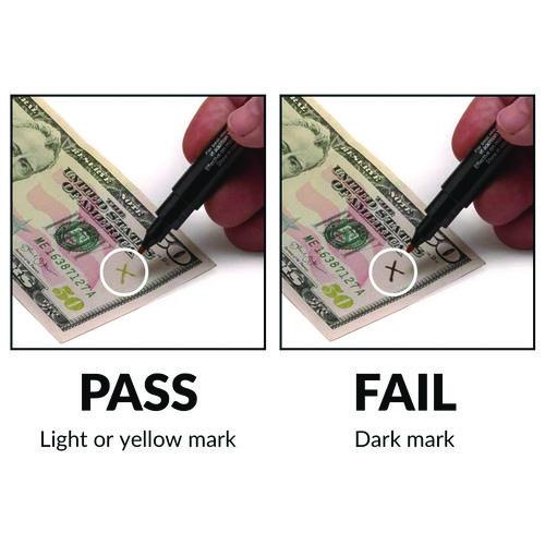 Image of Dri-Mark® 351BCL Smart Money Counter Pen for USD,  Includes Coiled Cable and Self-Adhesive Counter Mount, Black
