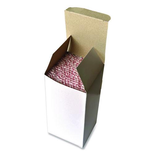 Image of Boardwalk® BWKJSTUW775RW Jumbo Straws, 7.75", Polypropylene, Red/White Striped, 250/Pack, 50 Packs/Carton