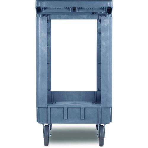 Image of Boardwalk® UC4018BWK23 Two-Shelf Utility Cart, Plastic, 2 Shelves, 500 lb Capacity, 17.25" x 40" x 33.5", Gray