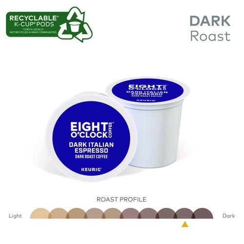 Image of Eight O'Clock 5000359068 Dark Italian Espresso Coffee K-Cups, 24/Box