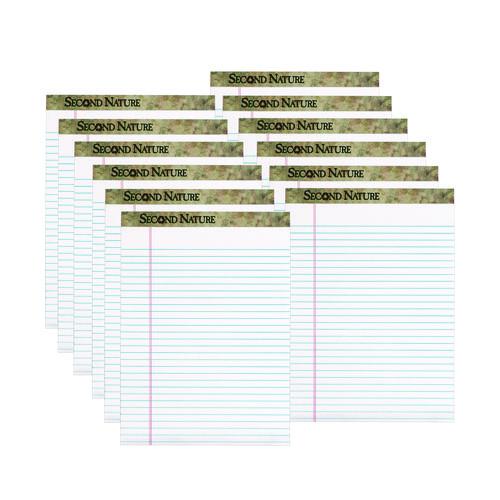 Image of TOPS 74880 Second Nature Recycled Ruled Pads, Wide/Legal Rule, (50) White 8.5 x 11 Sheets, Dozen