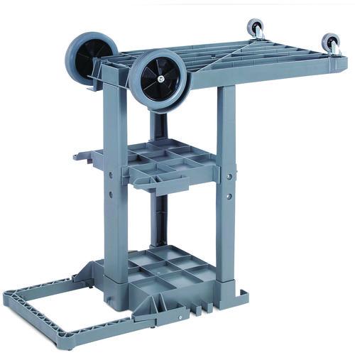 Image of Boardwalk® JC1945SBWK23 Janitor's Cart, Plastic, 4 Shelves, 1 Bin, 19" x 45" x 39", Gray