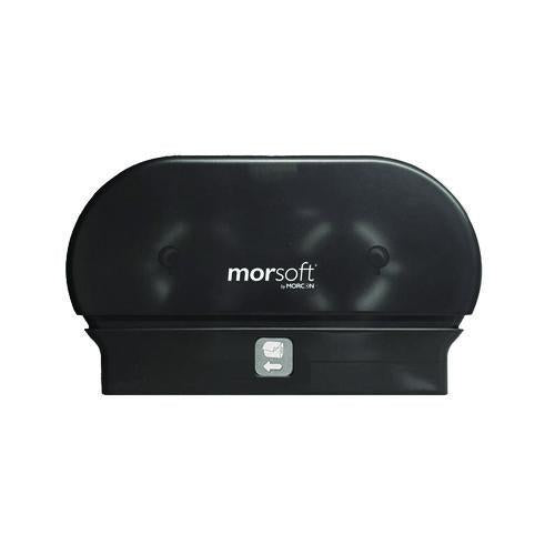 Image of Morcon Tissue MOR M1005-8 Morsoft Small Core Tissue Dispenser, 11.86 x 5.48 x 7.32, Black Translucent