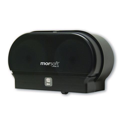 Image of Morcon Tissue MOR M1005-8 Morsoft Small Core Tissue Dispenser, 11.86 x 5.48 x 7.32, Black Translucent