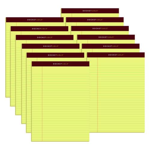 Image of TOPS 63950 Docket Gold Ruled Perforated Pads, Wide/Legal Rule, (50) Canary Yellow 8.5 x 11 Sheets, 12/Pack