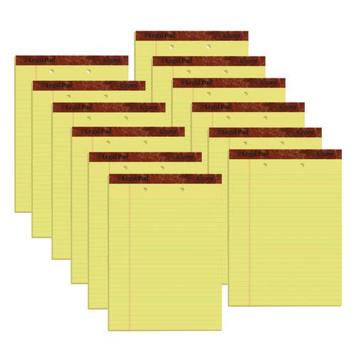 Image of TOPS 7531 The Legal Pad Ruled Perforated Pads, Wide/Legal Rule, (50) Canary 8.5 x 11 Sheets, 12/Pack