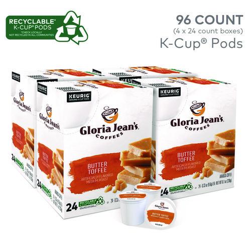 Image of Gloria Jean's® 5000330066 Butter Toffee Coffee K-Cups, 96/carton