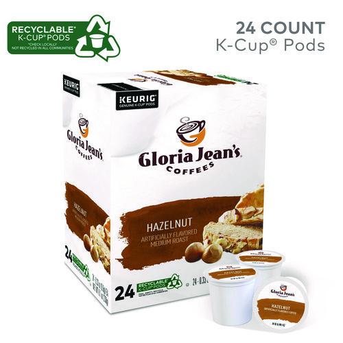 Image of Gloria Jean's® 5000330068 Hazelnut Coffee K-Cups, 24/box