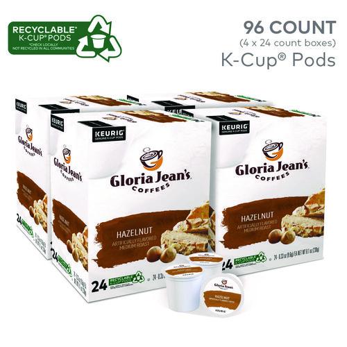 Image of Gloria Jean's® 5000330068 Hazelnut Coffee K-Cups, 96/carton