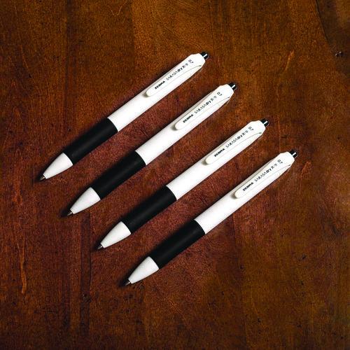 Image of Zebra® 41510 Sarasa Dry X1+ Gel Pen, Retractable, Medium 0.7 mm, Black Ink, White/Black Barrel, 12/Pack