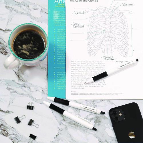Image of Zebra® 41510 Sarasa Dry X1+ Gel Pen, Retractable, Medium 0.7 mm, Black Ink, White/Black Barrel, 12/Pack