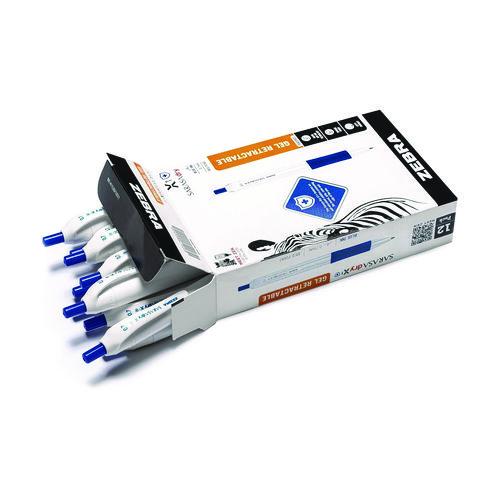 Image of Zebra® 41520 Sarasa Dry X1+ Gel Pen, Retractable, Medium 0.7 mm, Blue Ink, White/Blue Barrel, 12/Pack