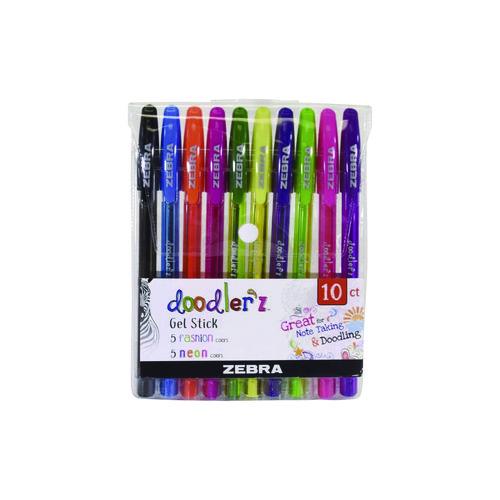 Image of Zebra® 41810 Doodler'z Gel Pen, Stick, Bold 1 Mm, Assorted Fashion/neon Ink And Barrel Colors, 10/pack