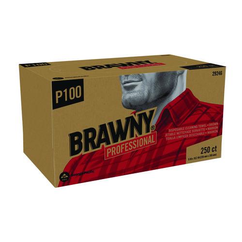 Image of Brawny® Professional 29246 All Purpose Wipers, 1-Ply, 9 x 10.25, Brown, 250 Wipers/Box, 24 Boxes/Carton